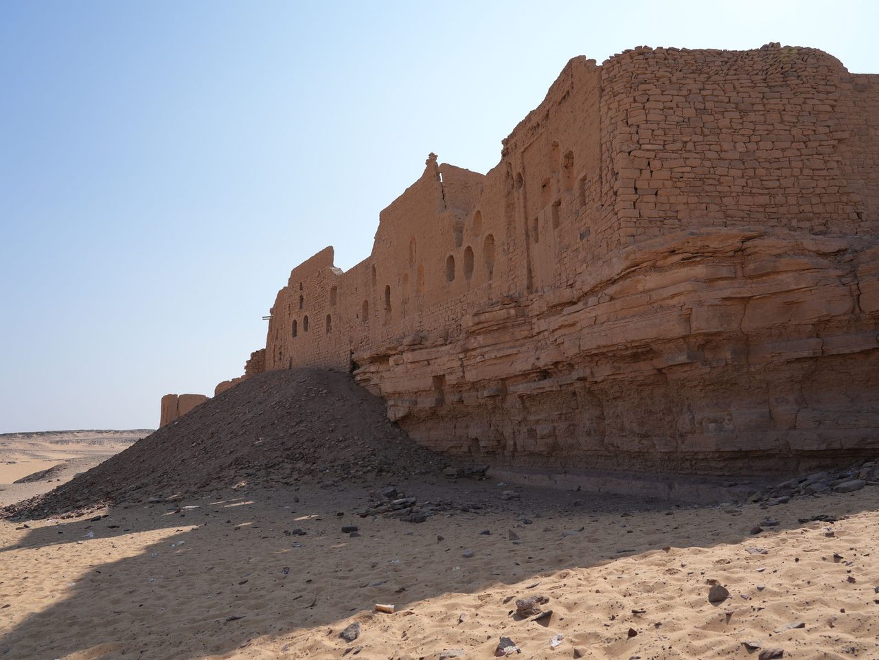 The massive stone walls of the ancient Monastery of St. Simeon