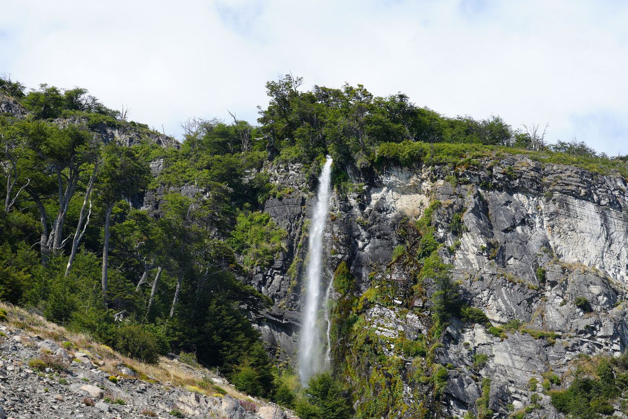 Waterfall Beside the Glacier