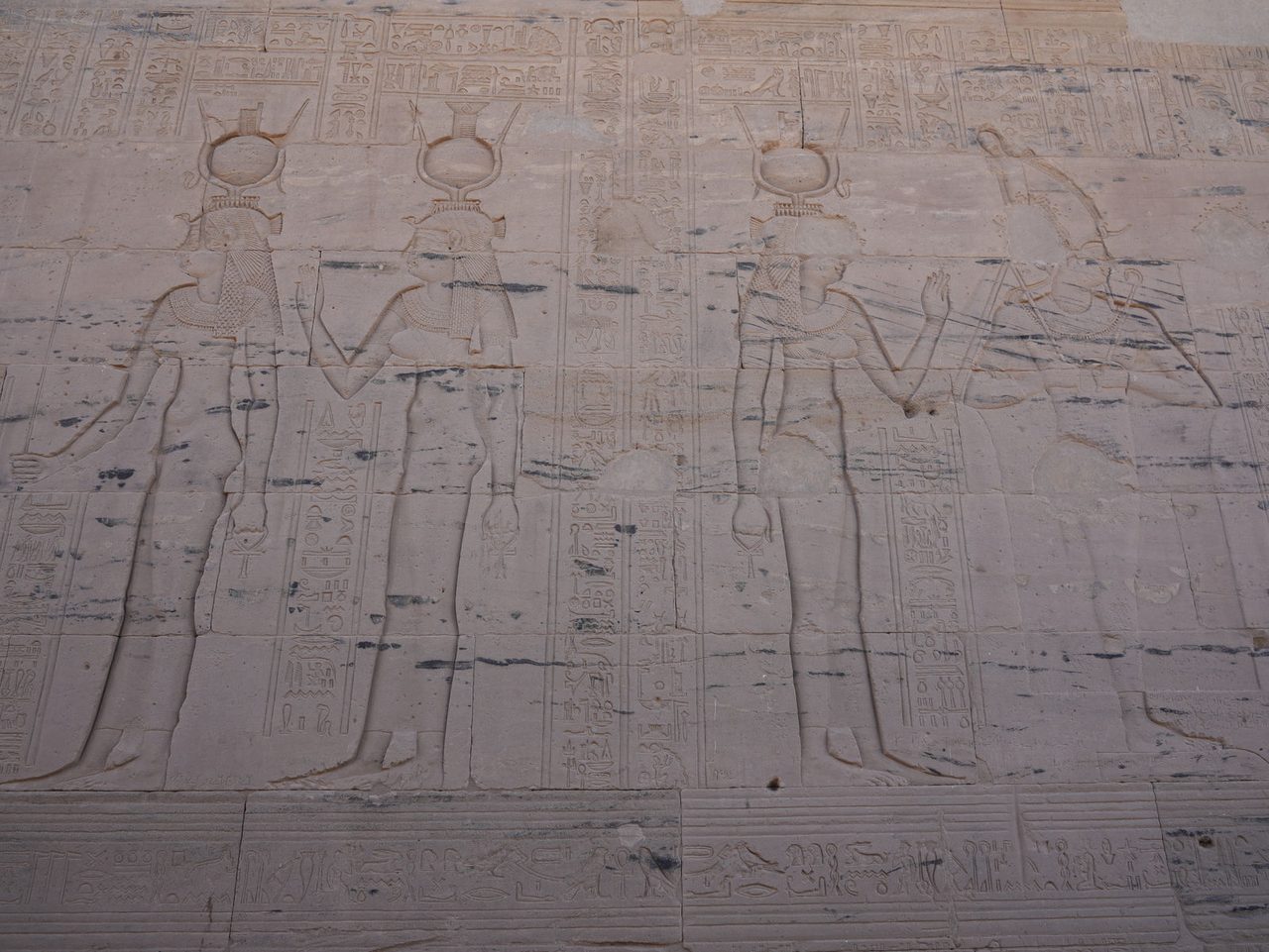 The magnificent monumental reliefs of Goddess Isis at Philae Temple
