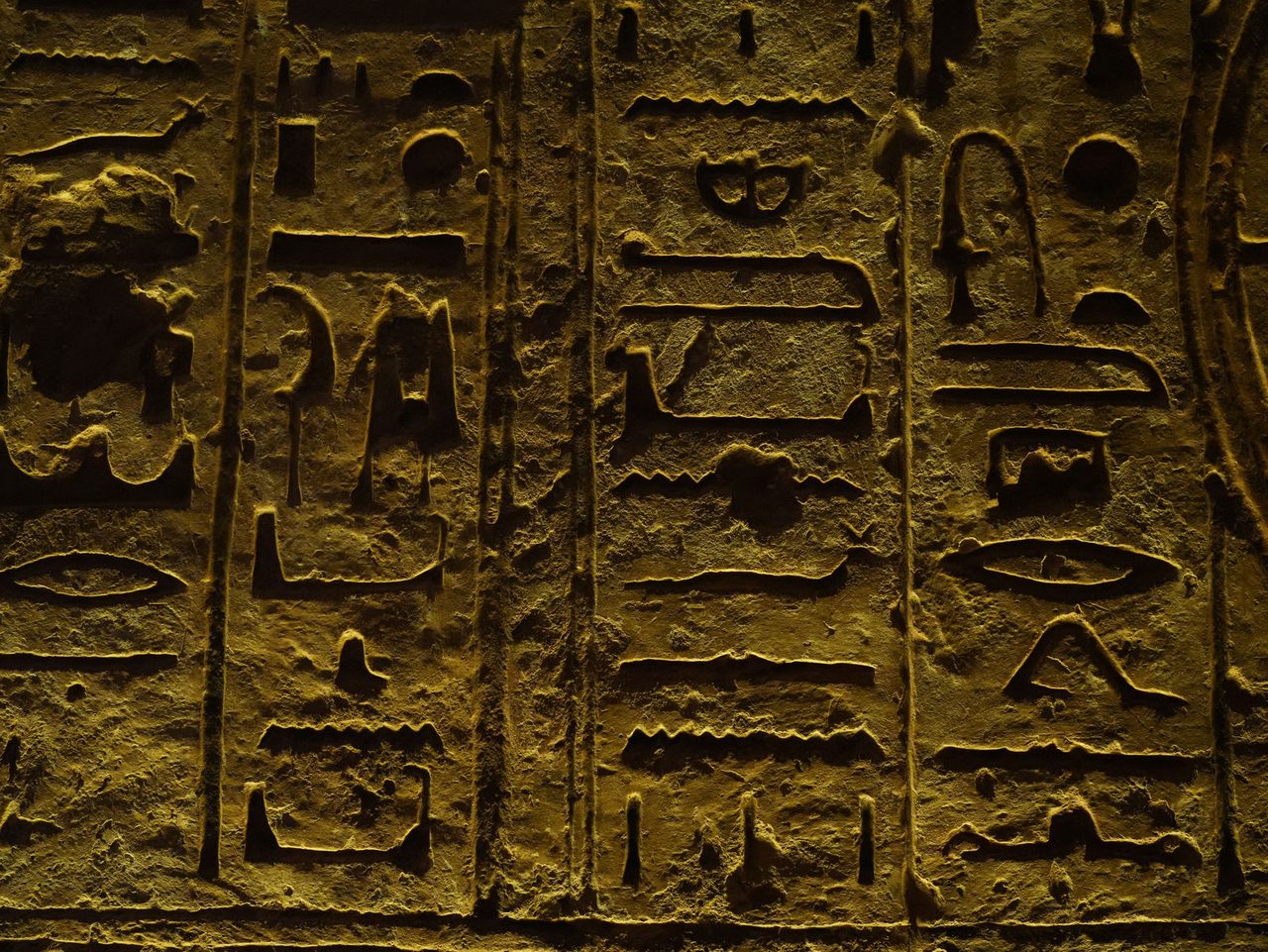The stunningly preserved intricate hieroglyphs inside the historic Abu Simbel