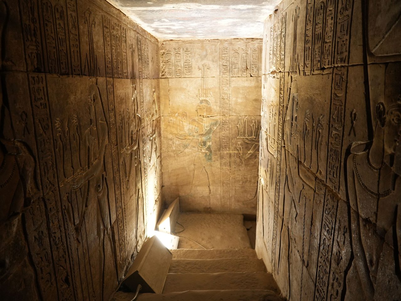 The mystical stone staircase leading deep into the crypt of the Temple of Edfu