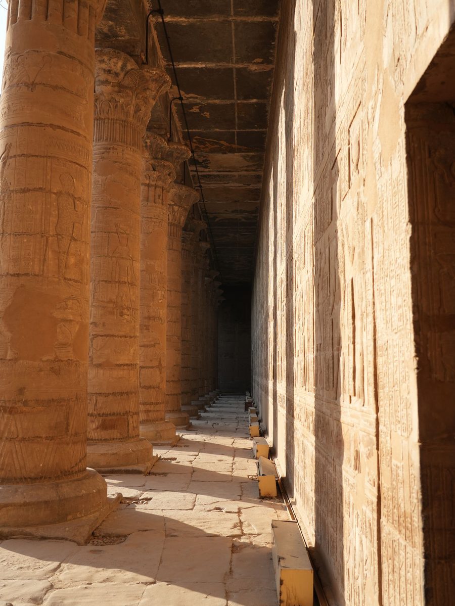 The colonnade and inner enclosure wall at the Temple of Edfu