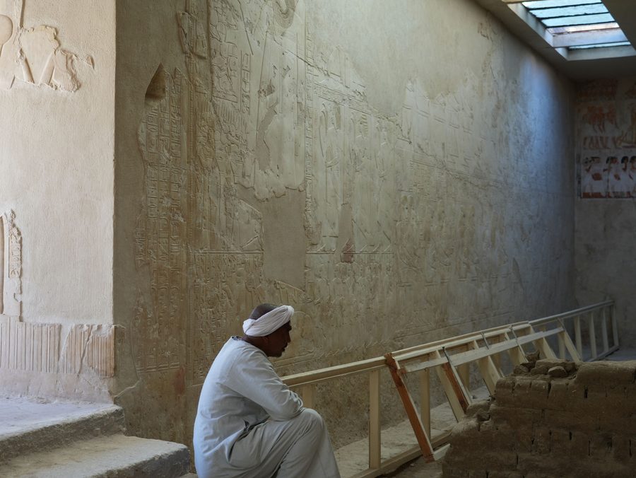 The relief carvings inside the Tomb of Ramose at the Tombs of the Nobles