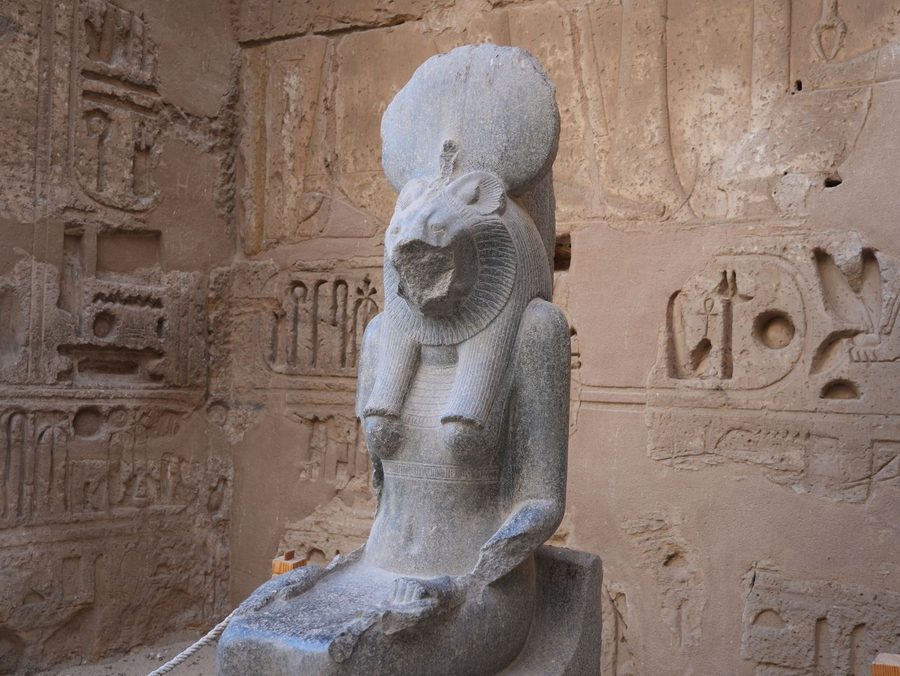 The statue of the lioness goddess Sekhmet at the Temple of Mut
