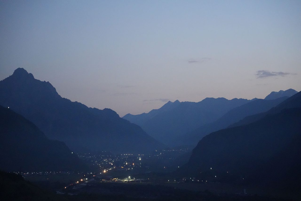 Blue hour over the Kazbegi valley