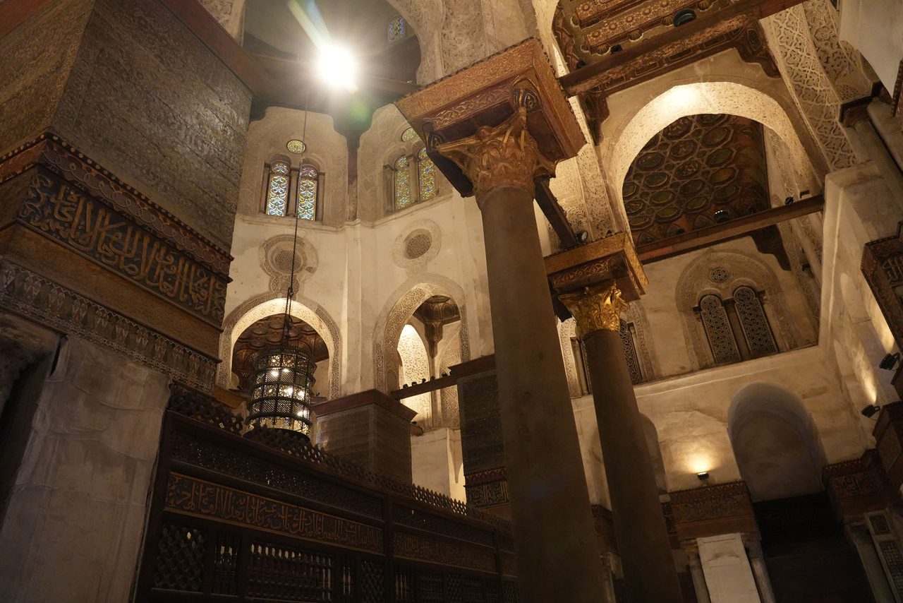 Looking up at the breathtaking interior of the Mausoleum of Qalawun
