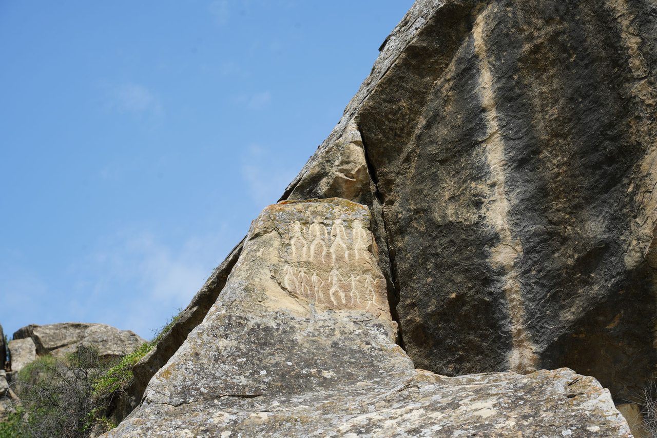The dancing figures petroglyph in Gobustan
