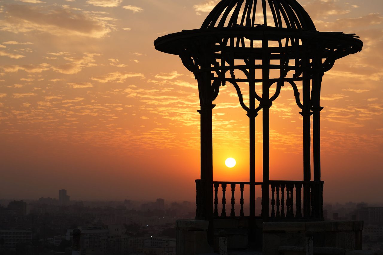 Golden hour framed by the Citadel of Saladin