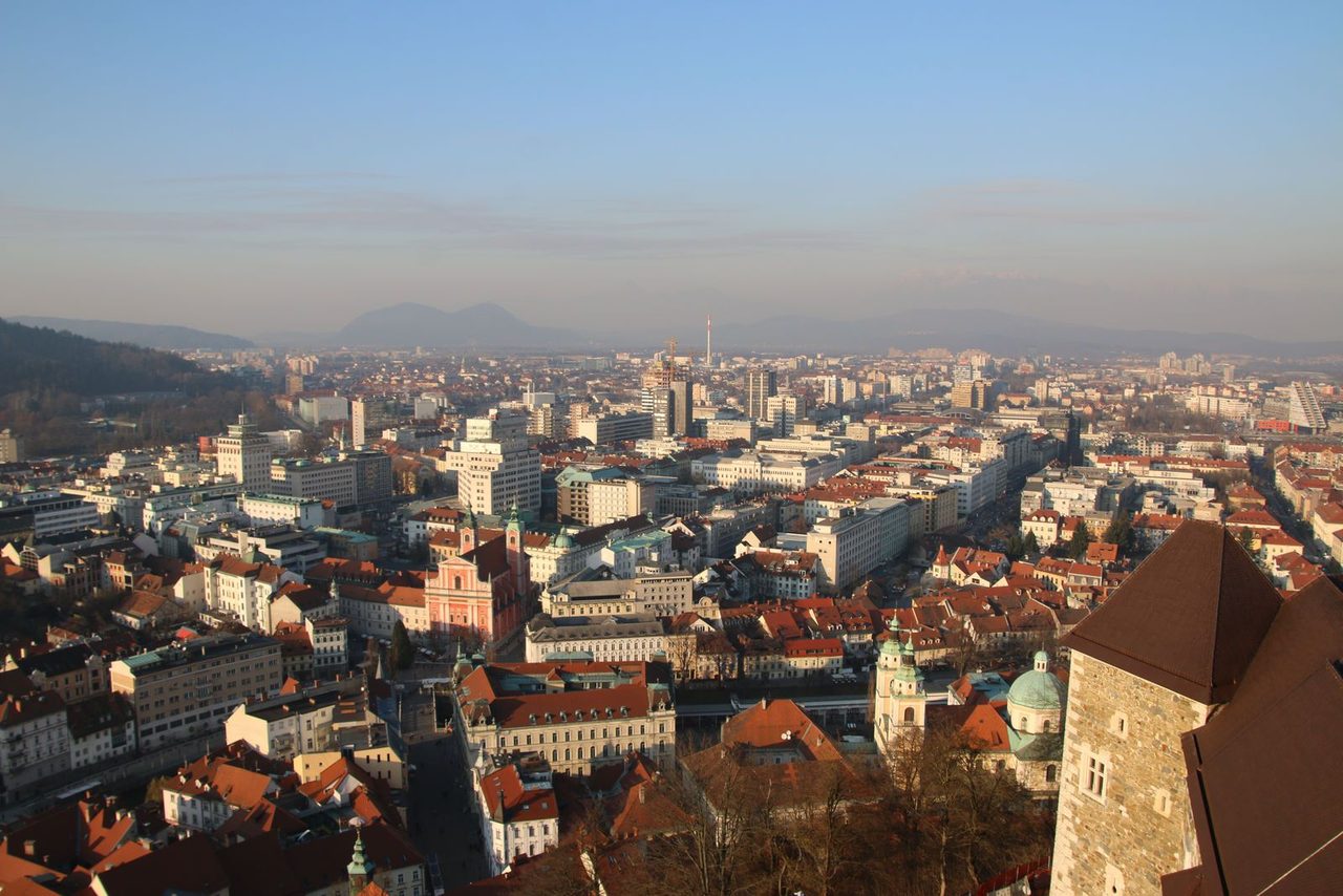 The panoramic view of Ljubljana from Ljubljana Castle, Slovenia