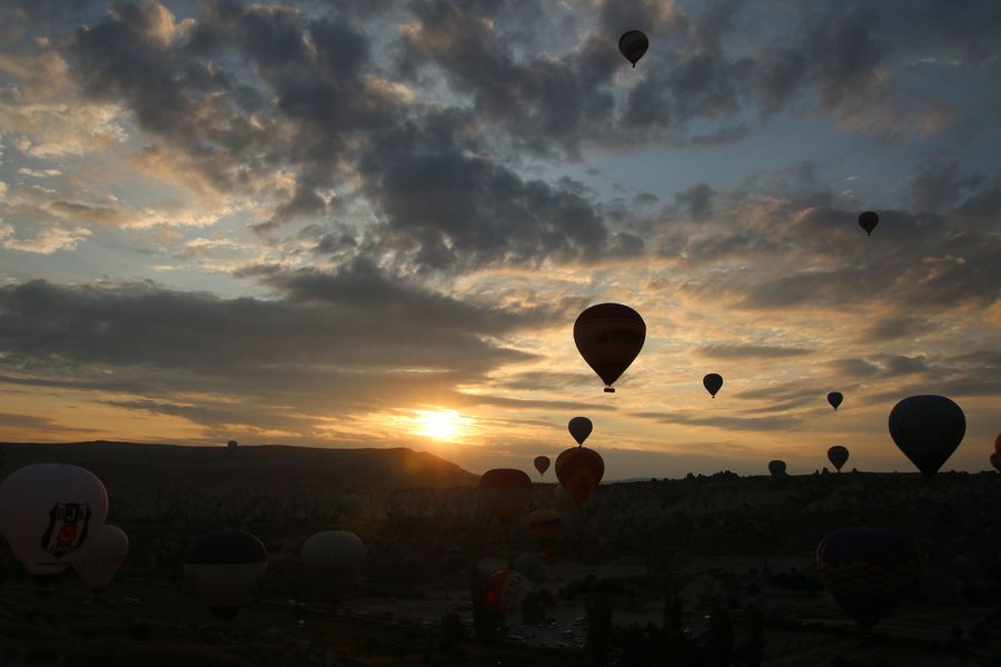 Balloons and sunrise