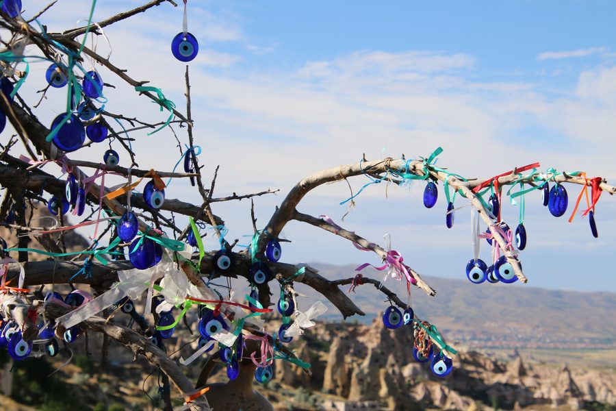 Nazar boncugu tree in Cappadocia