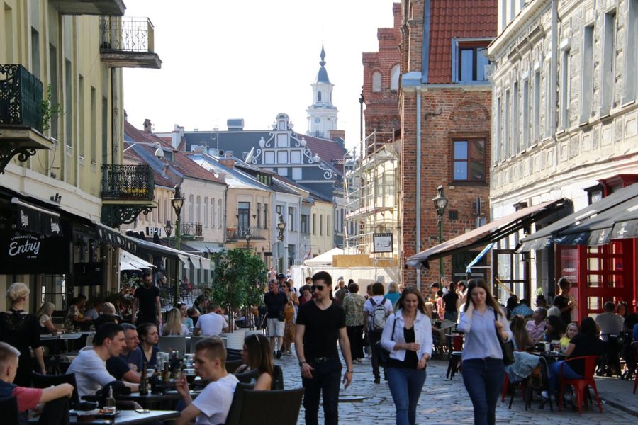 The bustling atmosphere of the historic Vilnius Street