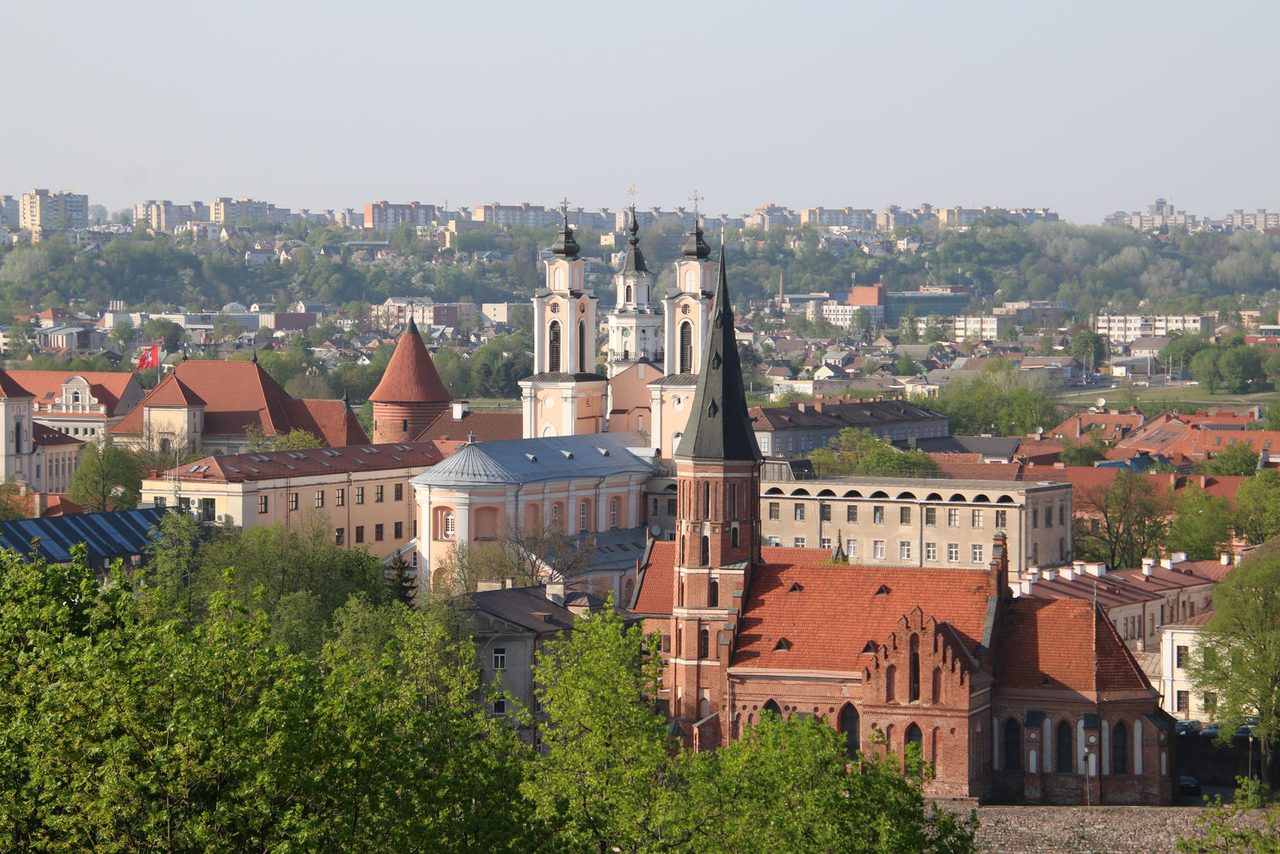 The Church of Vytautas the Great and the Church of St Francis Xavier rising above the Old Town