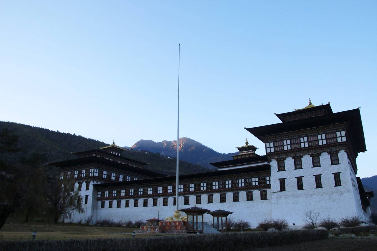 The exterior of Tashichho Dzong