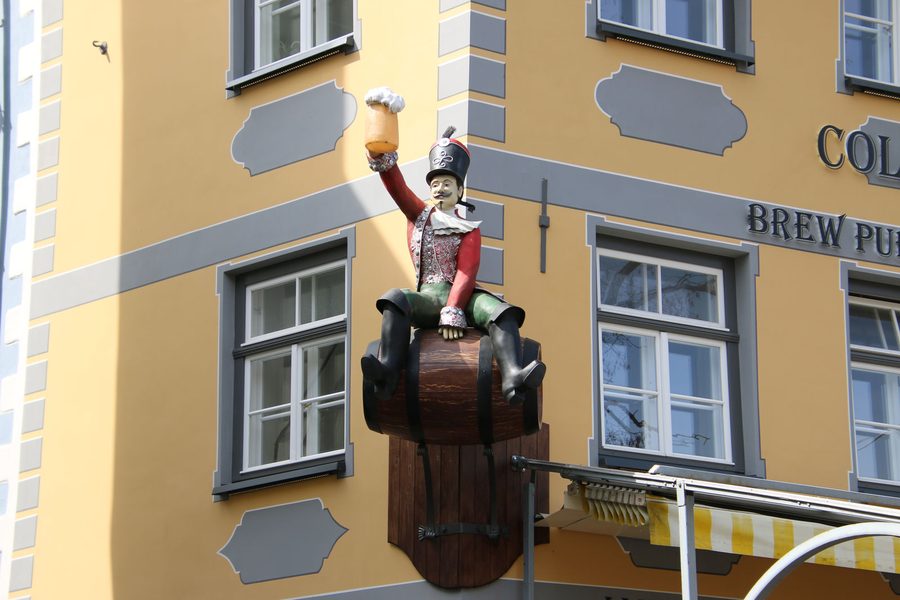 The Hussar statue on a beer barrel