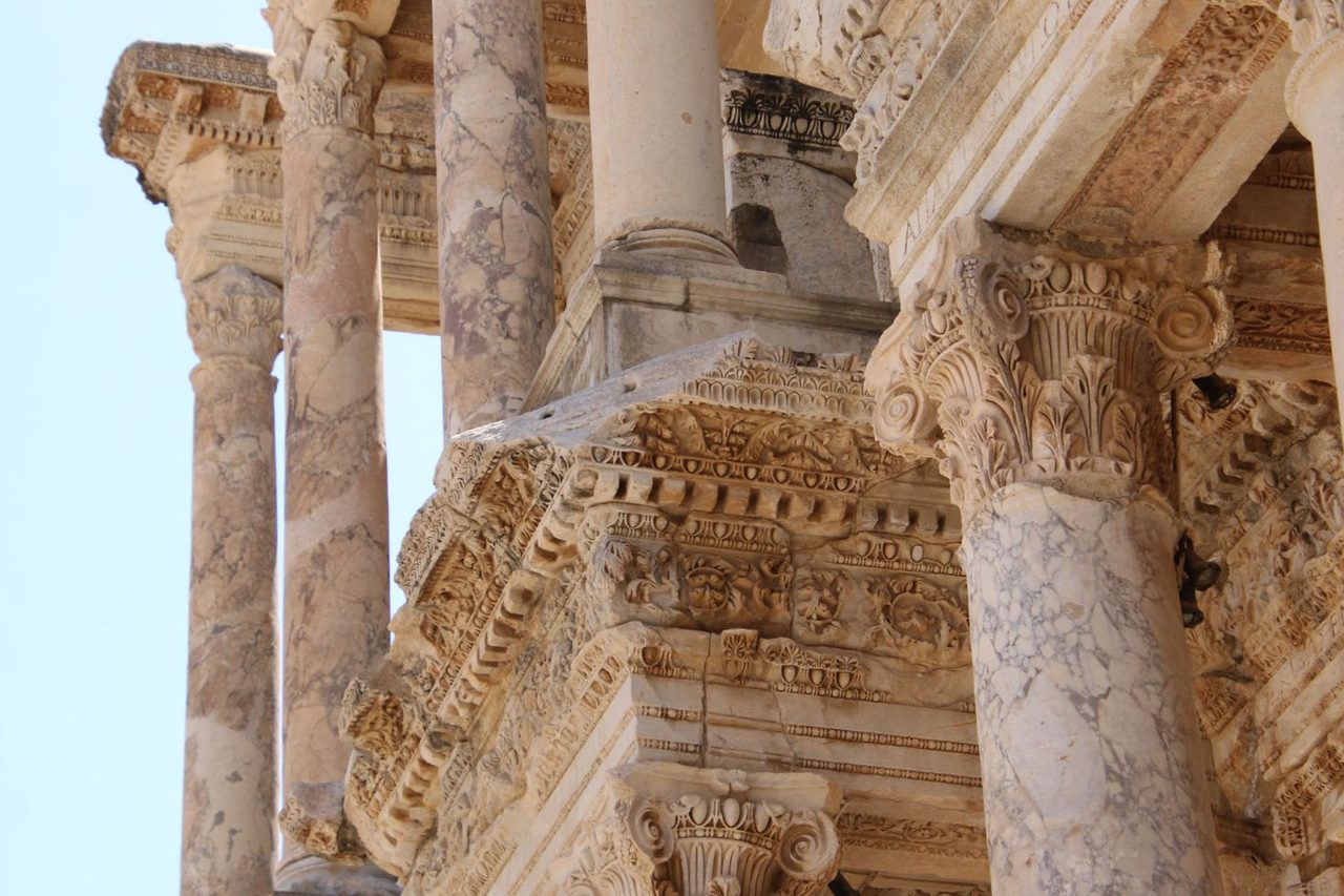 Details of the Library of Celsus in Ephesus