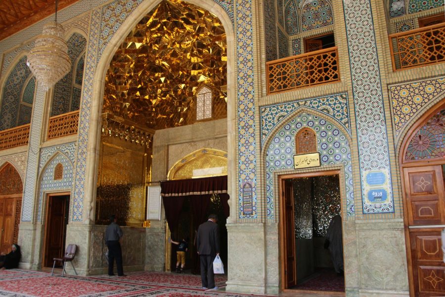 The golden entrance at Shah Cheragh Shrine