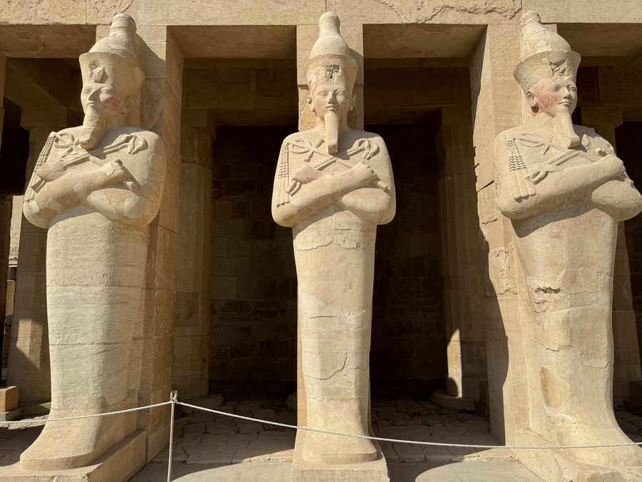 Osiride statues of Hatshepsut on the portico of her Mortuary Temple