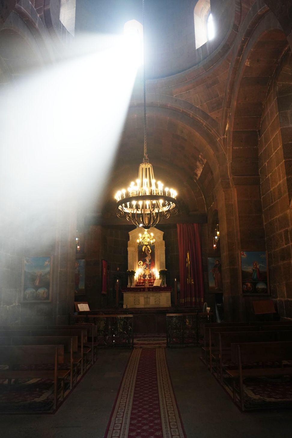 A heavenly beam of light inside Saint Hripsime Church