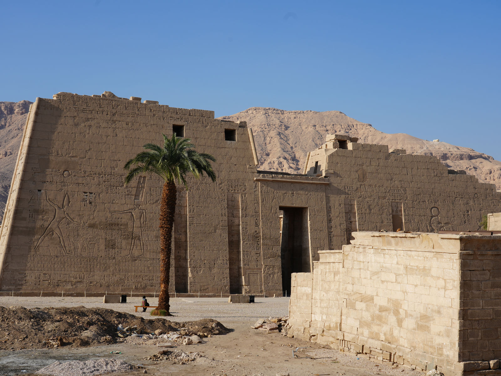 The grand pylon and entrance of Medinet Habu