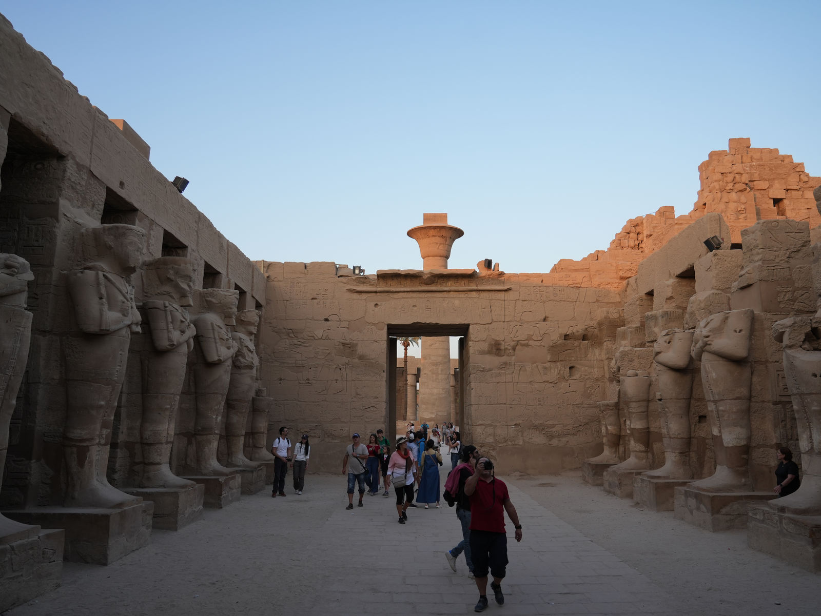 The Caryatid court of Ramesses III with Osiride pillars inside Karnak Temple