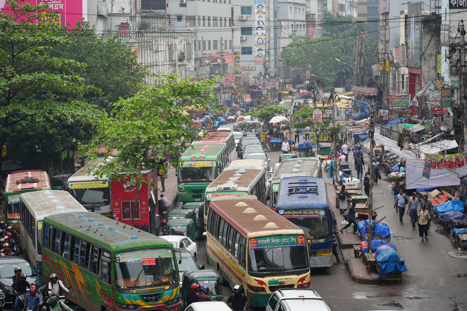 Traffic congestion on a busy street