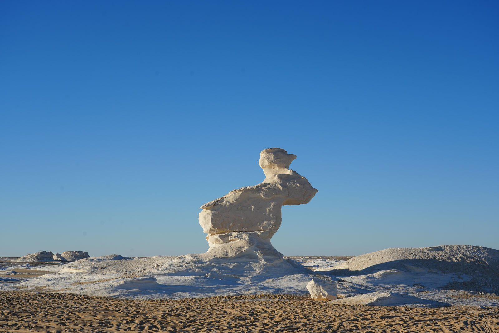 The iconic chicken rock formation standing proud in the White Desert