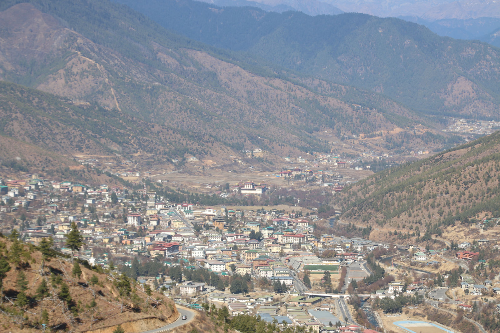 A panoramic view of Thimphu city and the valley