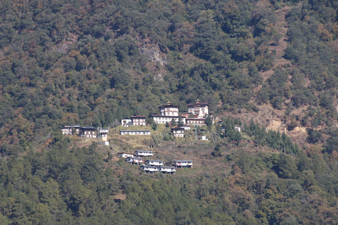 The Nalanda Buddhist Institute nestled on a mountain slope in Punakha