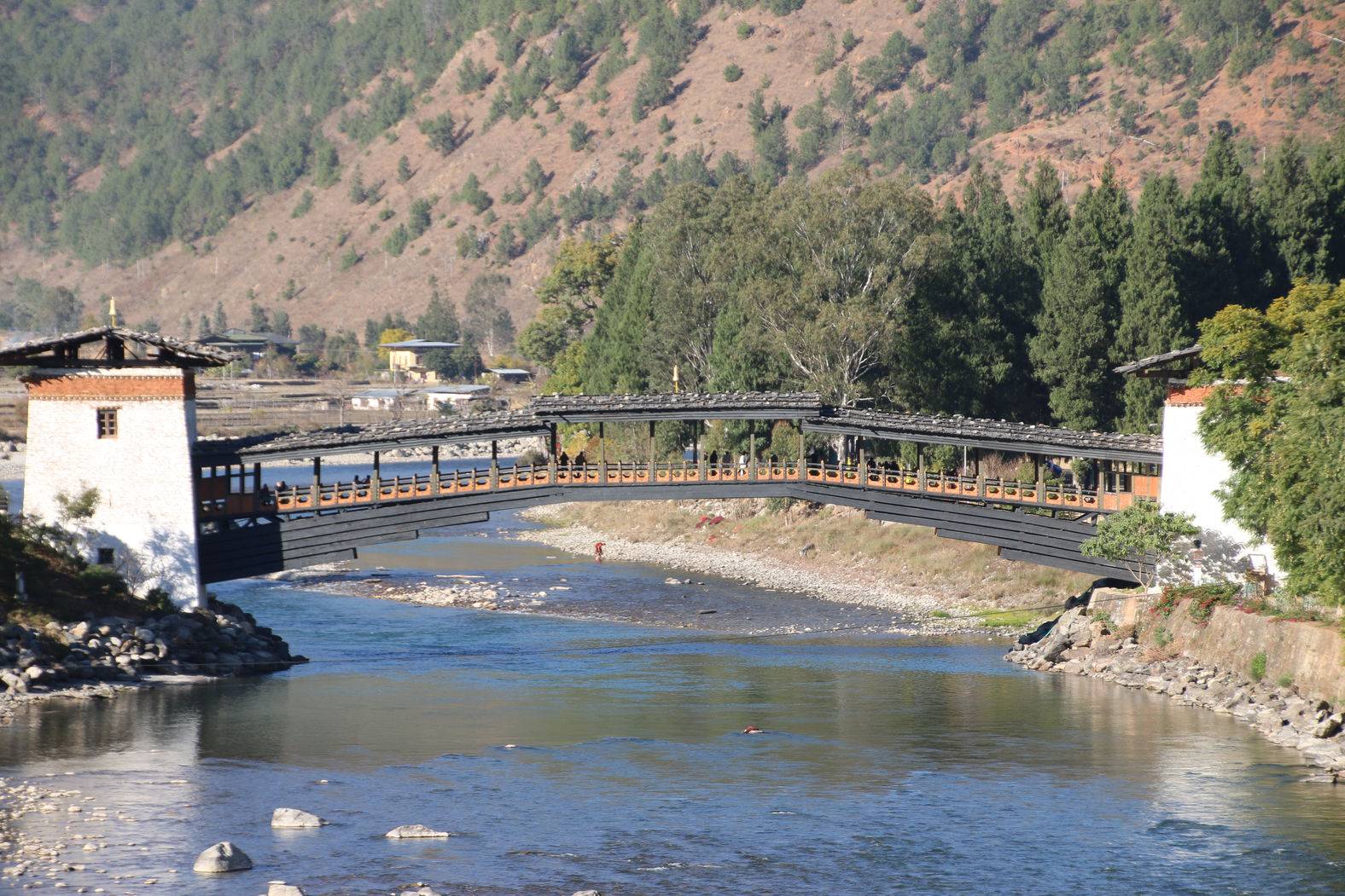 The traditional Bazam wooden cantilever bridge