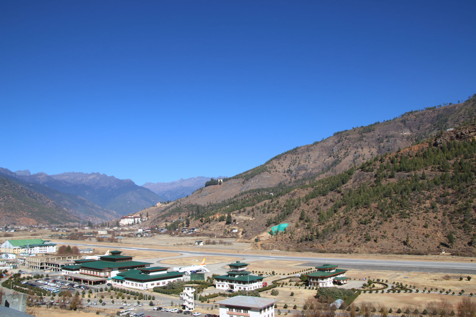 A panoramic view of Paro International Airport