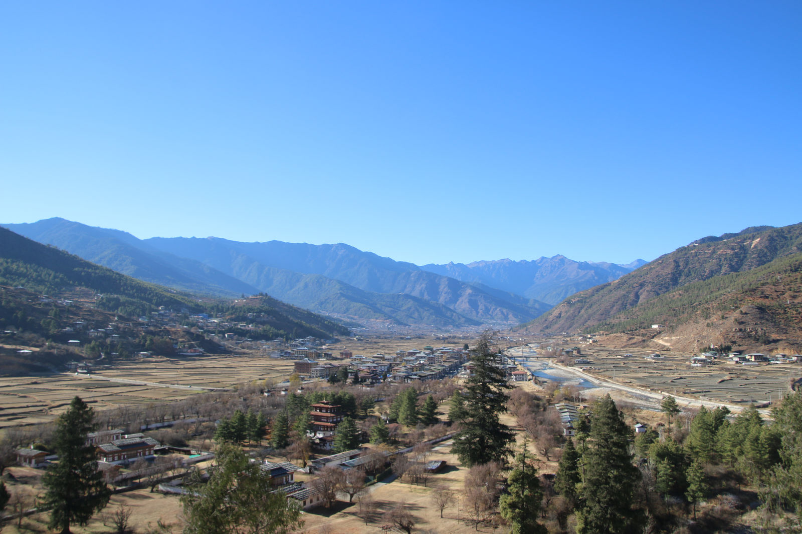 A scenic view of the Paro Valley
