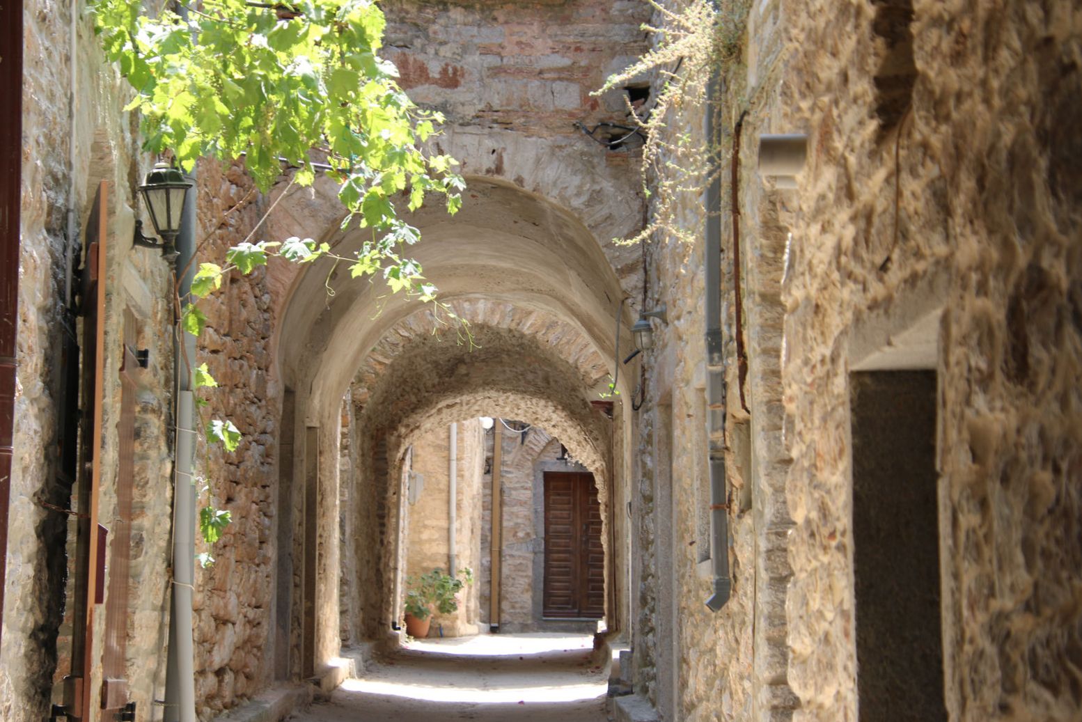 The historic stone arches of Mesta Chios