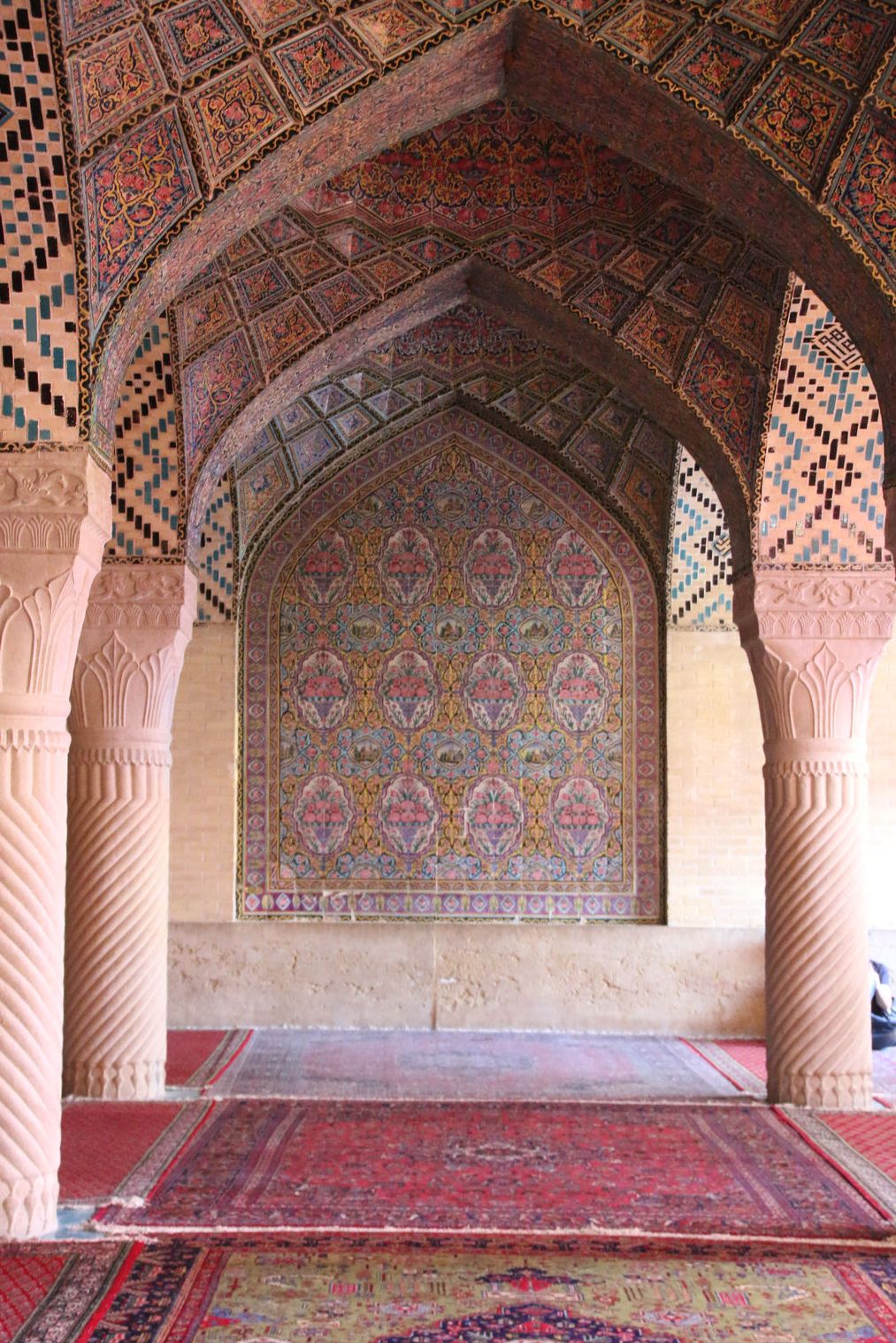 The elegant interior of Nasir al-Mulk Mosque