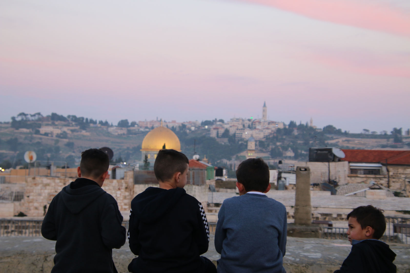 Watching the sunset over the Dome of the Rock