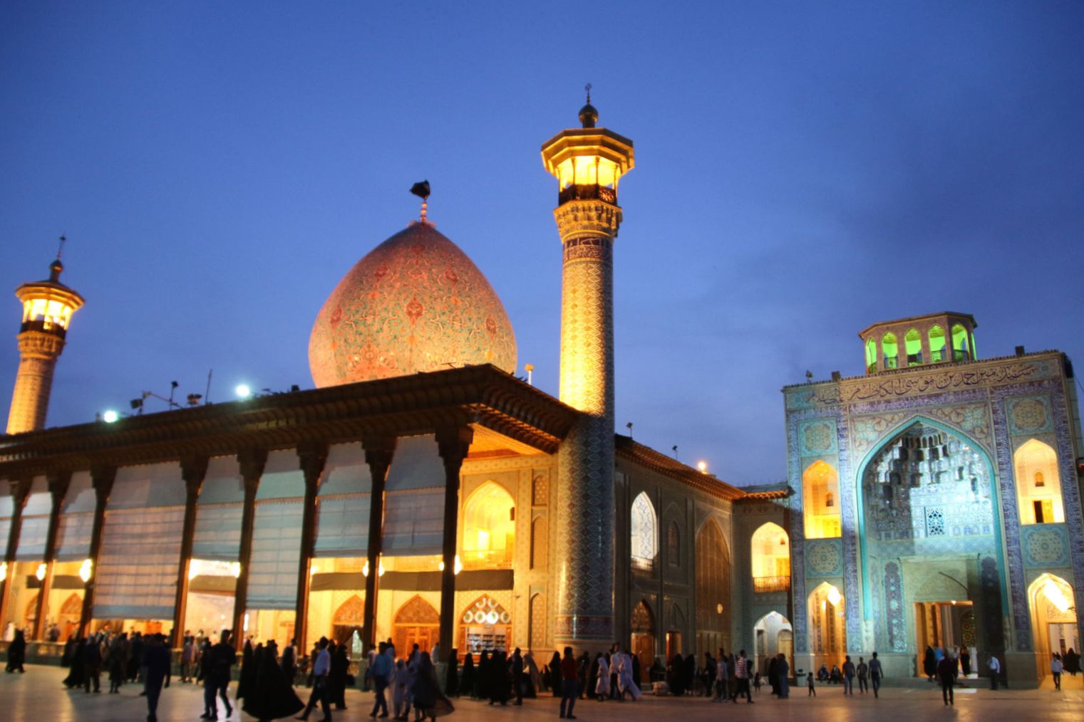 Shah Cheragh Holy Shrine at night