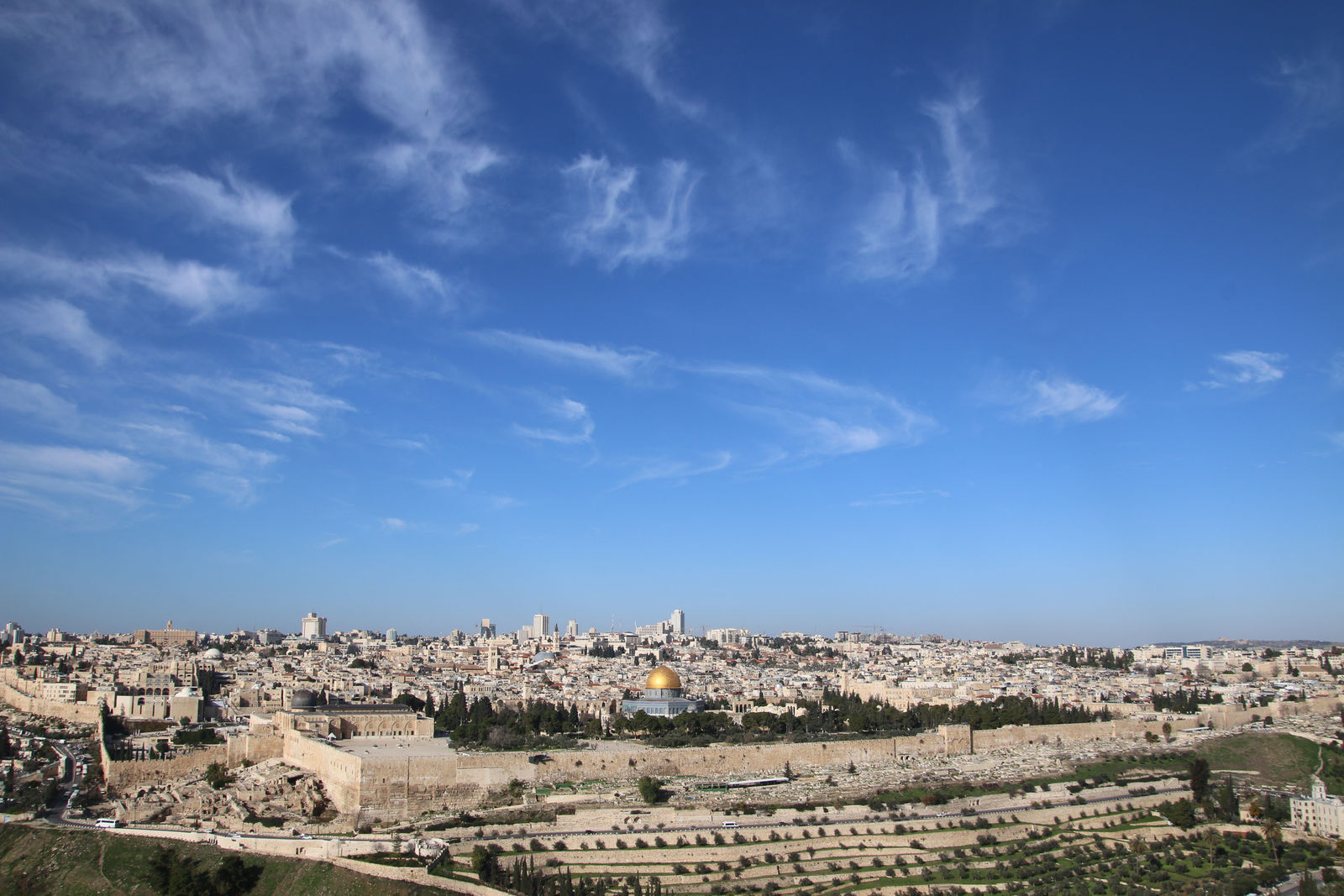 The breathtaking panorama of the Temple Mount from the Mount of Olives