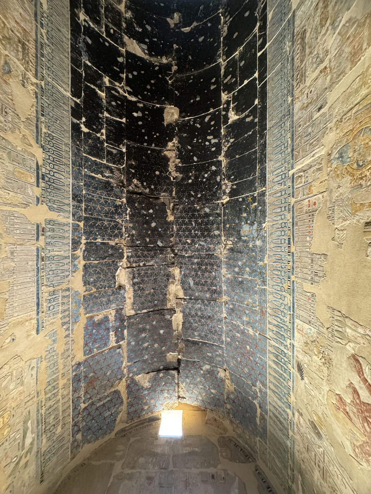 The starry ceiling painting inside the Chapel of Anubis at the Mortuary Temple of Hatshepsut