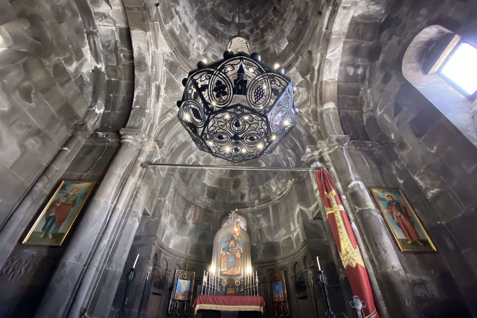 The main altar inside Geghard Monastery